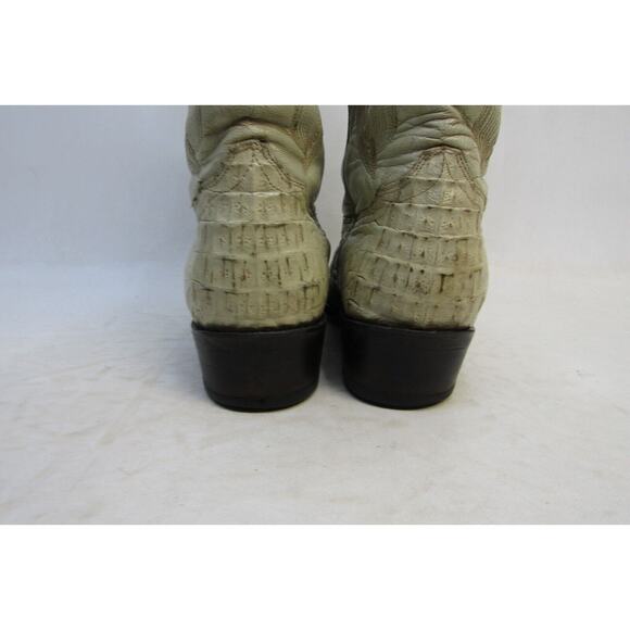 Rodeo Bravo Mens Size 8.5 D / 27.5 MEX Cream Leather Caiman Cowboy Western Boots - Picture 8 of 11